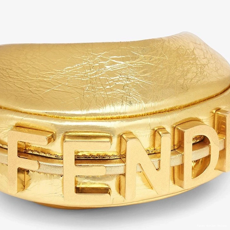 Cheap Leather Nano Bag Fendi Gold Calf In Hobo Fendigraphy 0810